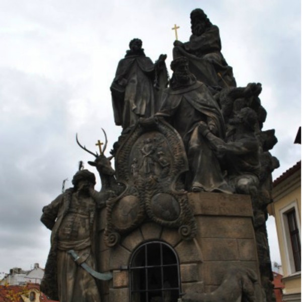 The Saint John of Matha statue on the Charles Bridge.