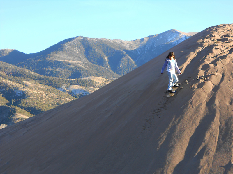 Sandboarding at the Great Sand Dunes National Park