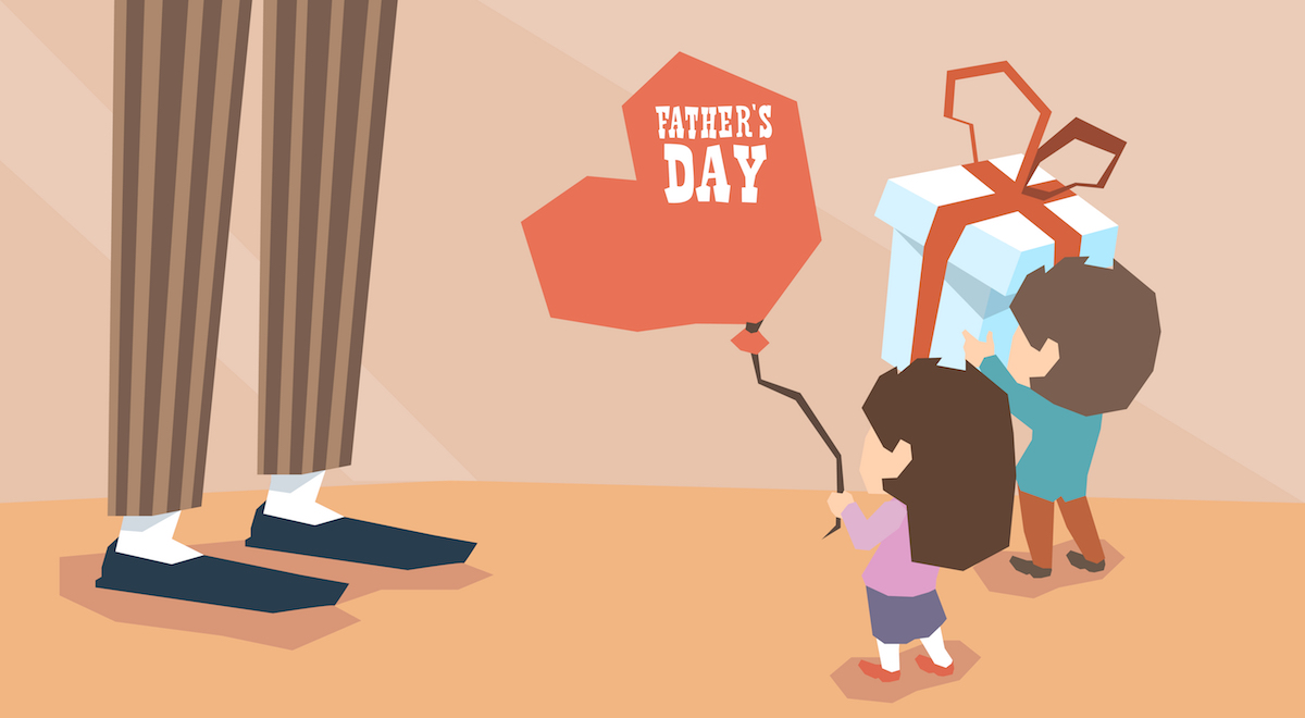 kids giving their dad a father's day present