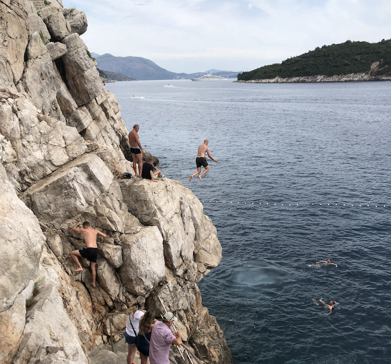 Cliff diving in Dubrovnik, Croatia
