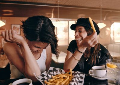 Couple eating at a diner
